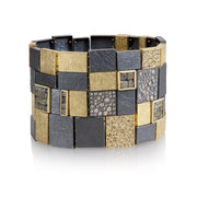 Todd Reed bracelet in 18k yellow gold, sterling silver, brown cognac diamonds (~5.57ct), and raw diamond cubes (~16.84ct)